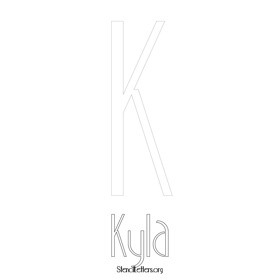 Kyla printable name initial stencil in Art Deco Lettering