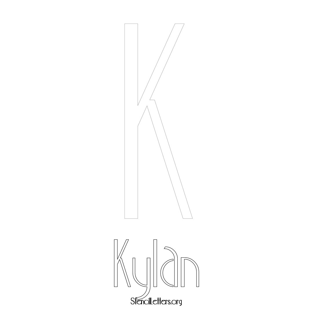 Kylan printable name initial stencil in Art Deco Lettering