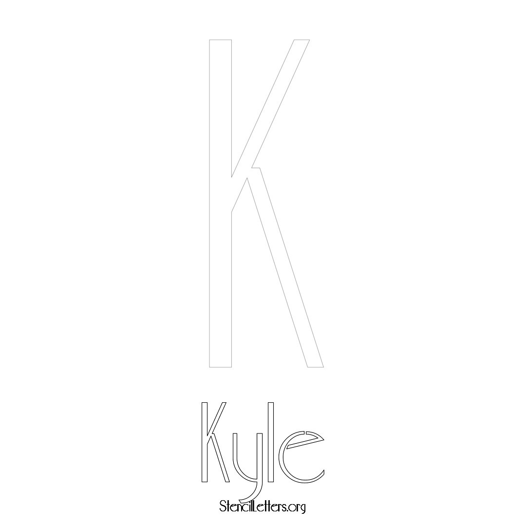 Kyle printable name initial stencil in Art Deco Lettering