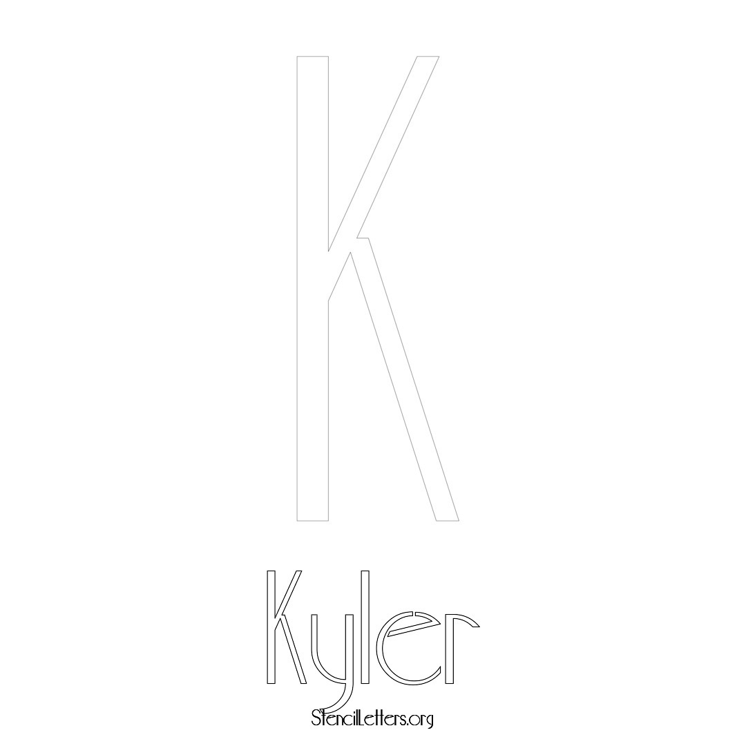 Kyler printable name initial stencil in Art Deco Lettering