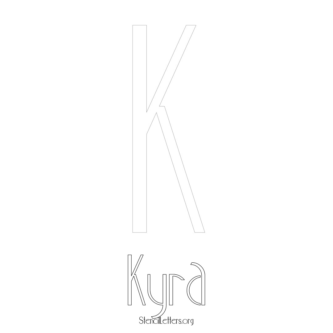 Kyra printable name initial stencil in Art Deco Lettering