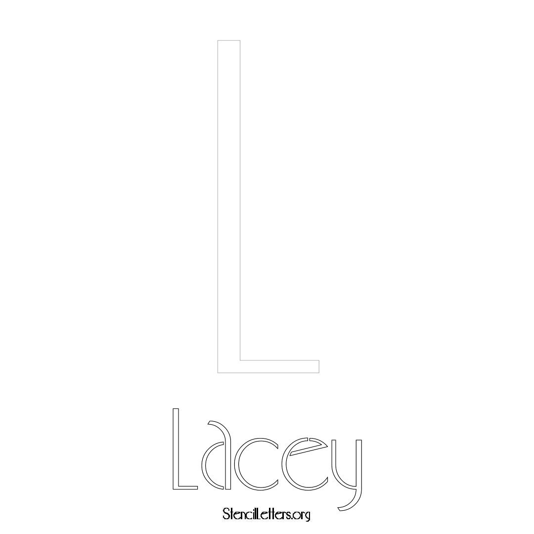 Lacey printable name initial stencil in Art Deco Lettering