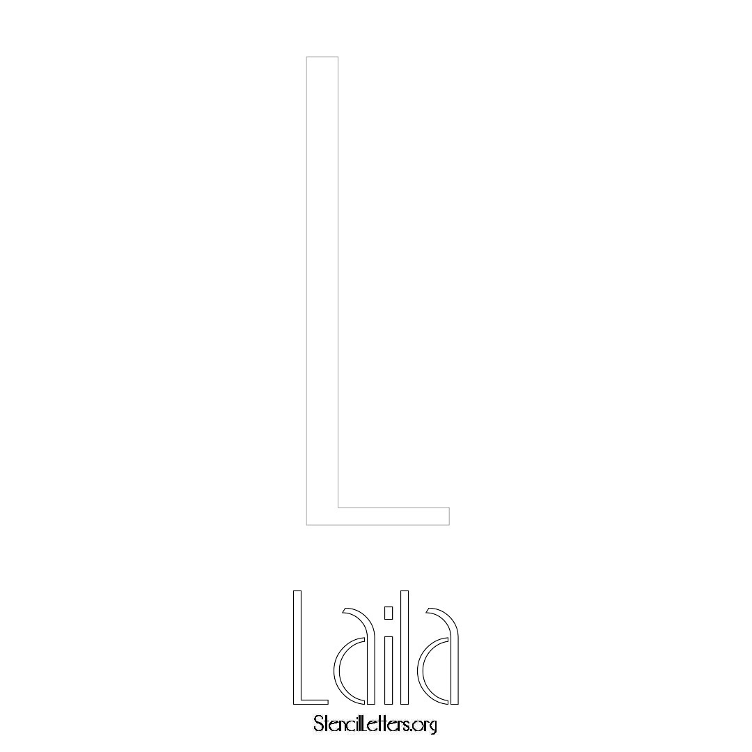 Laila printable name initial stencil in Art Deco Lettering