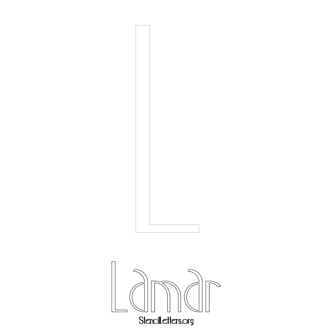 Lamar printable name initial stencil in Art Deco Lettering