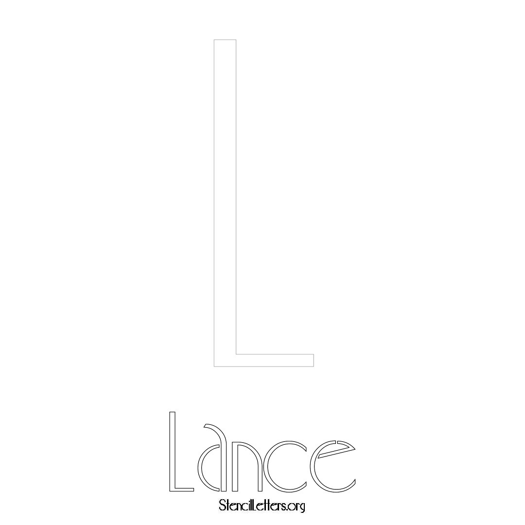 Lance printable name initial stencil in Art Deco Lettering