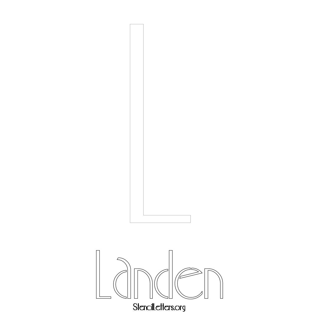 Landen printable name initial stencil in Art Deco Lettering