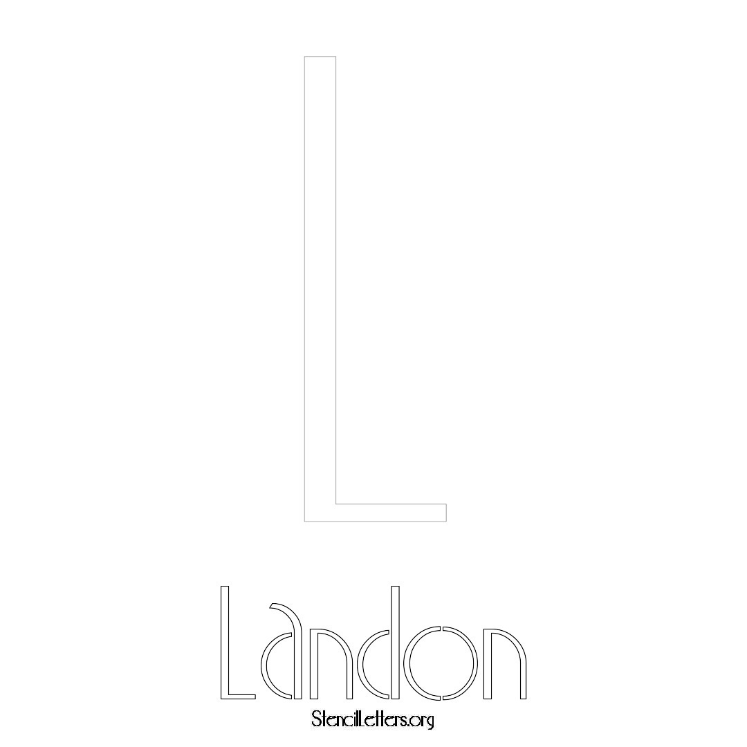 Landon printable name initial stencil in Art Deco Lettering