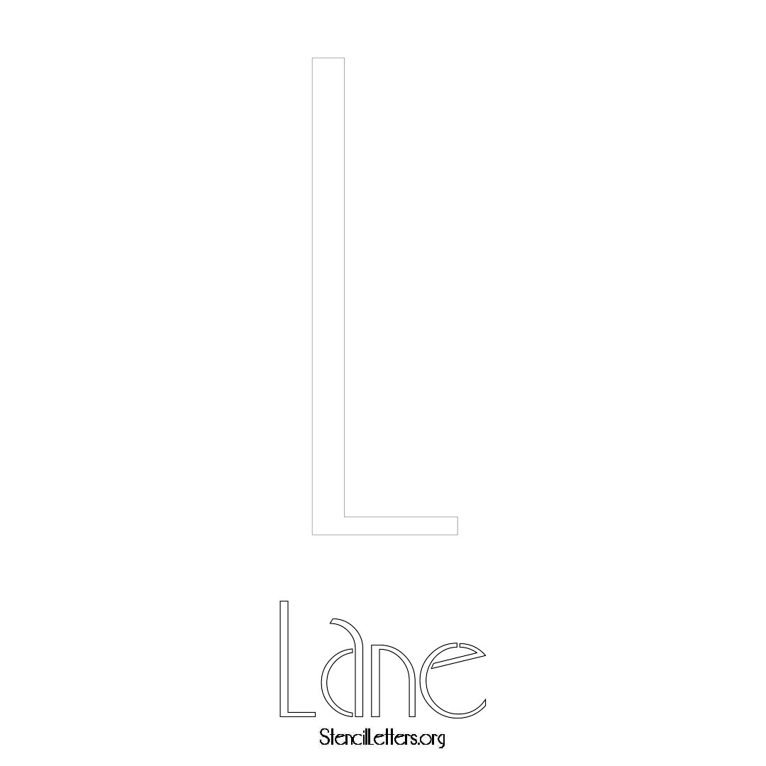Lane printable name initial stencil in Art Deco Lettering