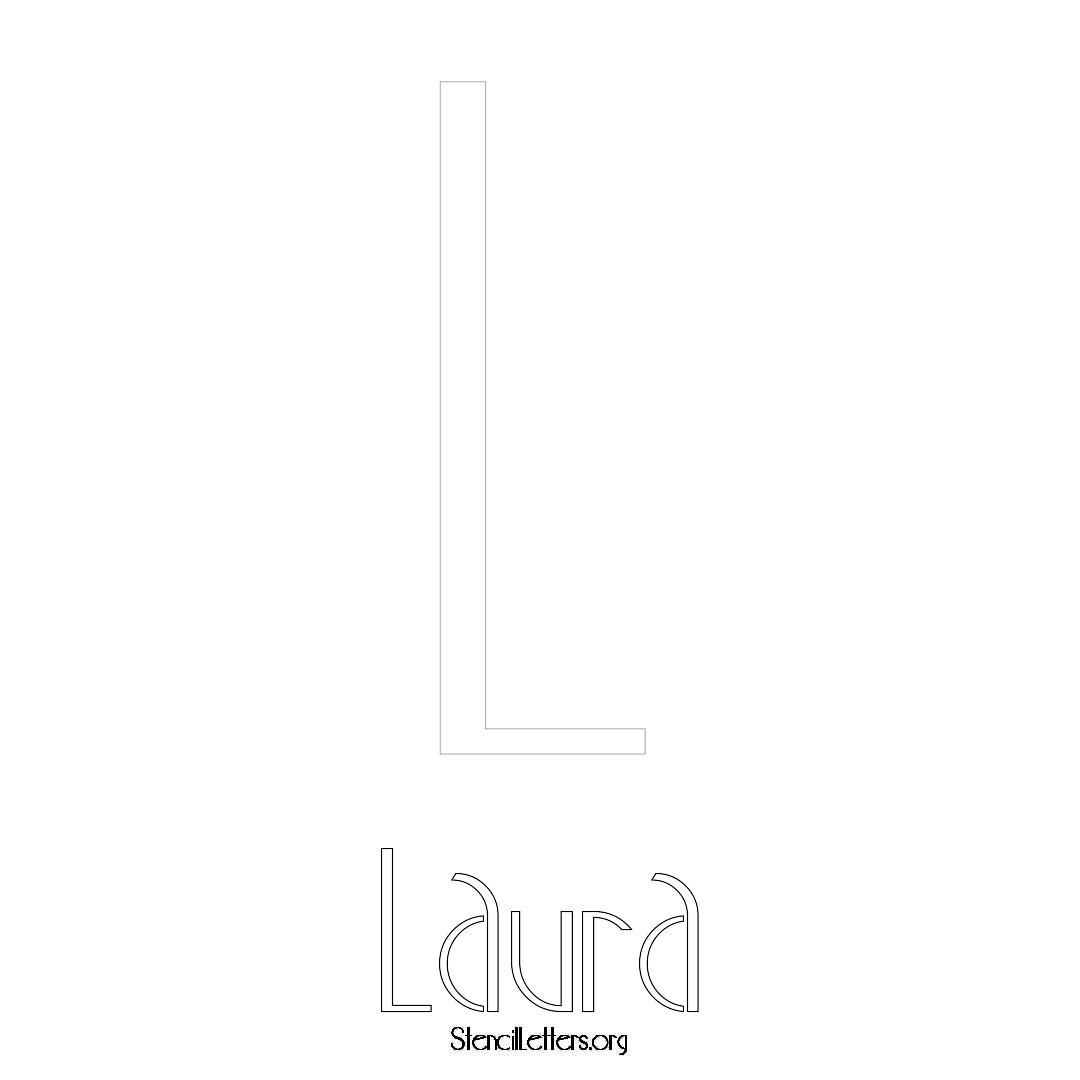 Laura printable name initial stencil in Art Deco Lettering