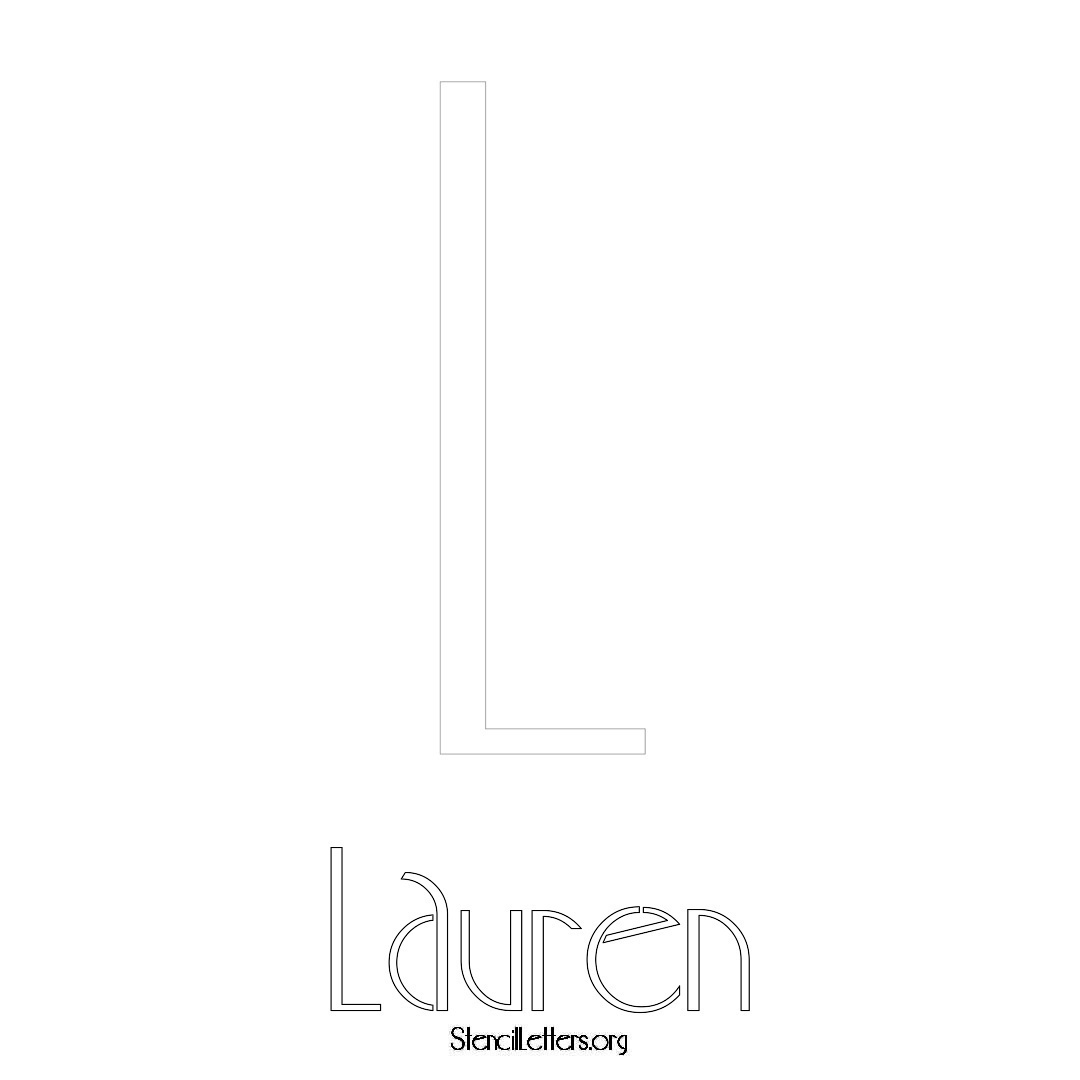 Lauren printable name initial stencil in Art Deco Lettering