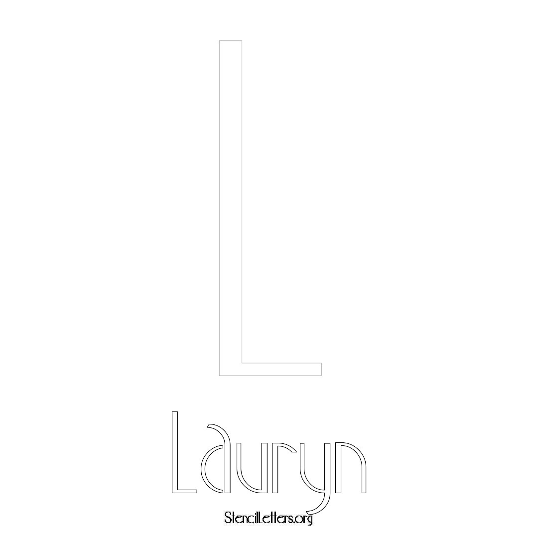 Lauryn printable name initial stencil in Art Deco Lettering