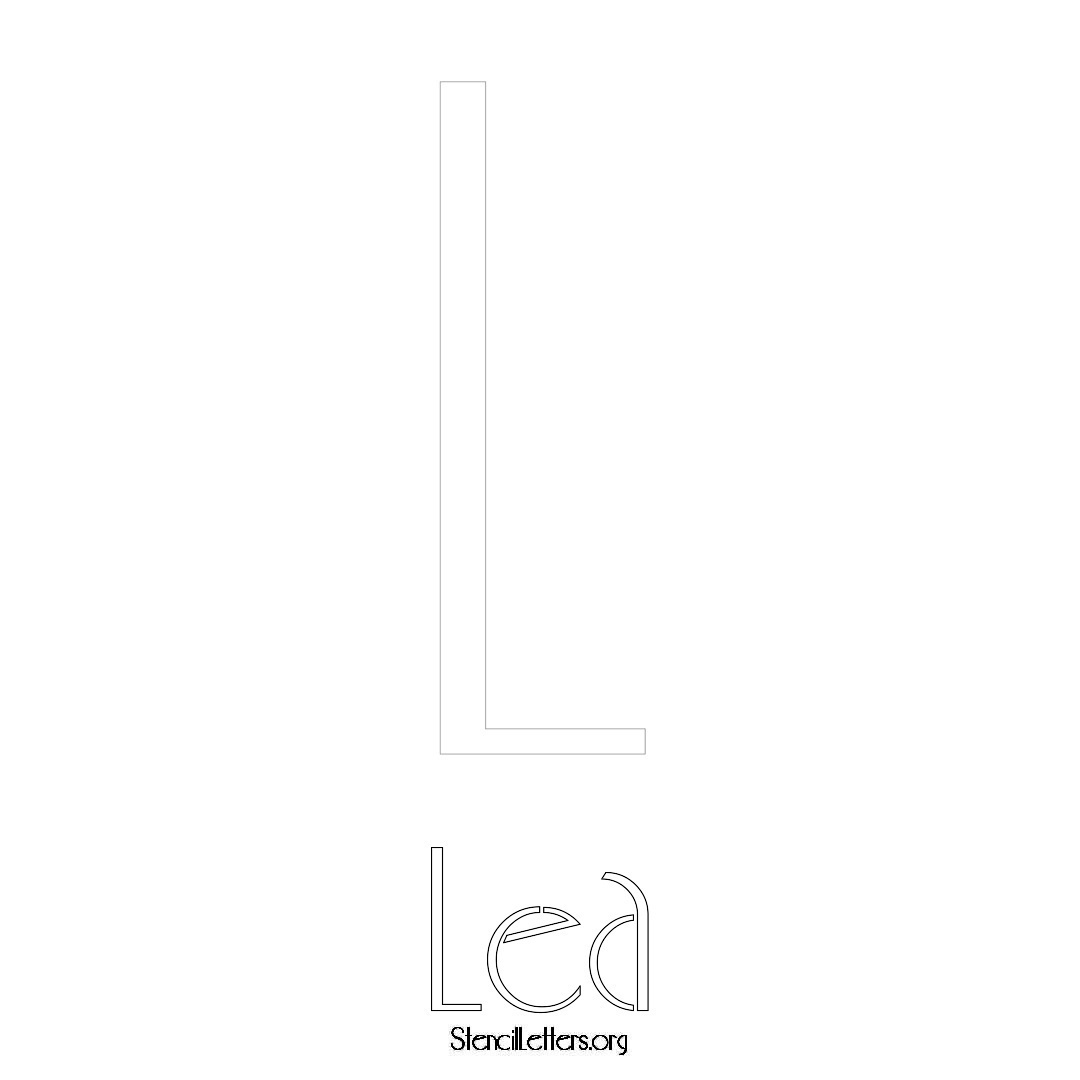 Lea printable name initial stencil in Art Deco Lettering