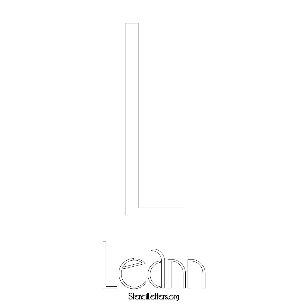 Leann printable name initial stencil in Art Deco Lettering