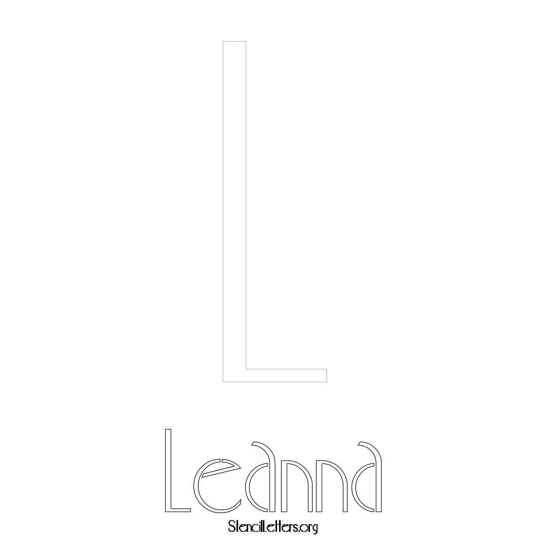 Leanna printable name initial stencil in Art Deco Lettering