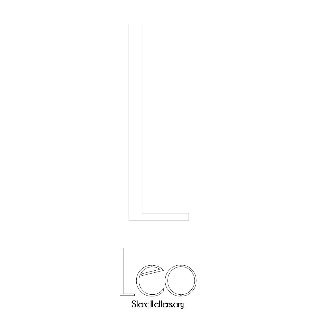 Leo printable name initial stencil in Art Deco Lettering