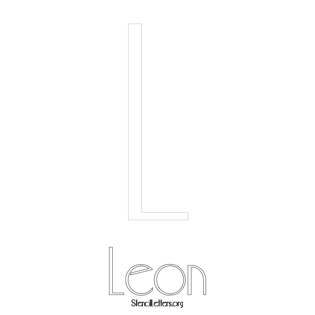 Leon printable name initial stencil in Art Deco Lettering