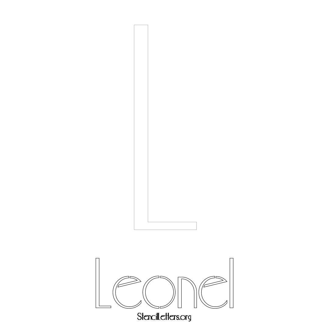 Leonel printable name initial stencil in Art Deco Lettering