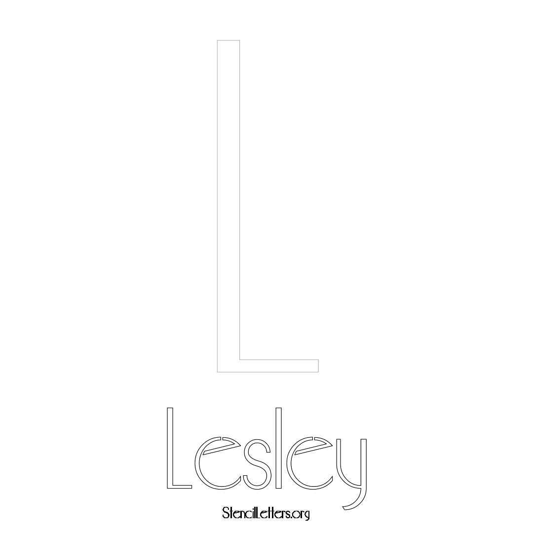 Lesley printable name initial stencil in Art Deco Lettering