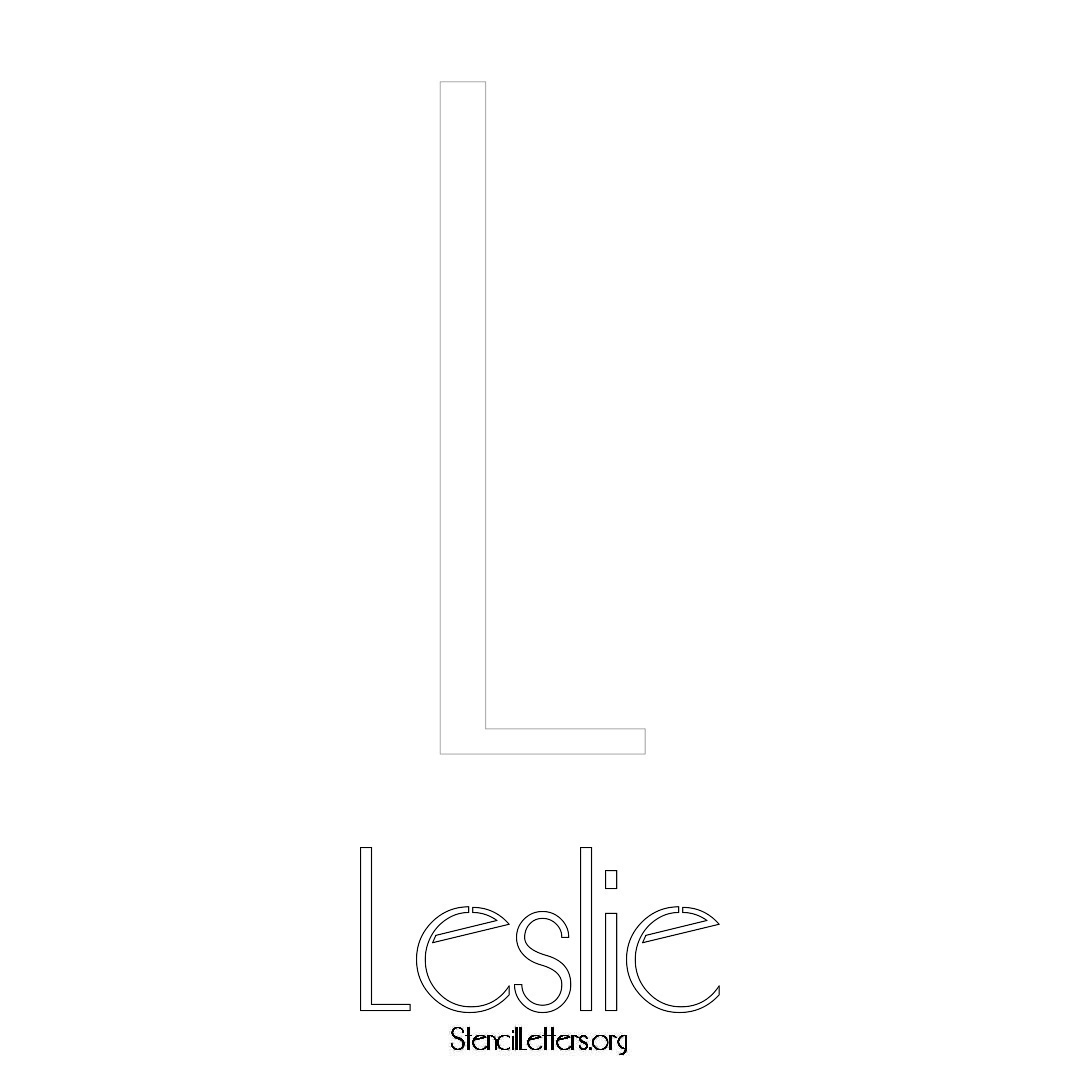 Leslie printable name initial stencil in Art Deco Lettering