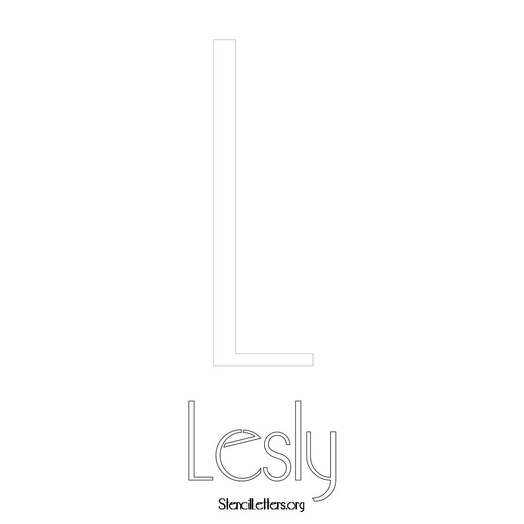 Lesly printable name initial stencil in Art Deco Lettering