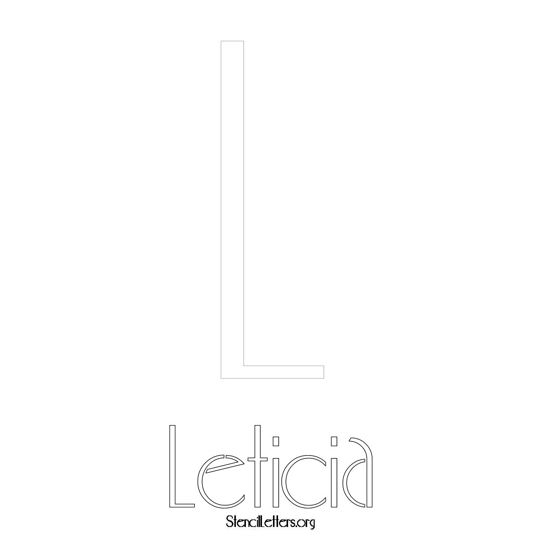 Leticia printable name initial stencil in Art Deco Lettering