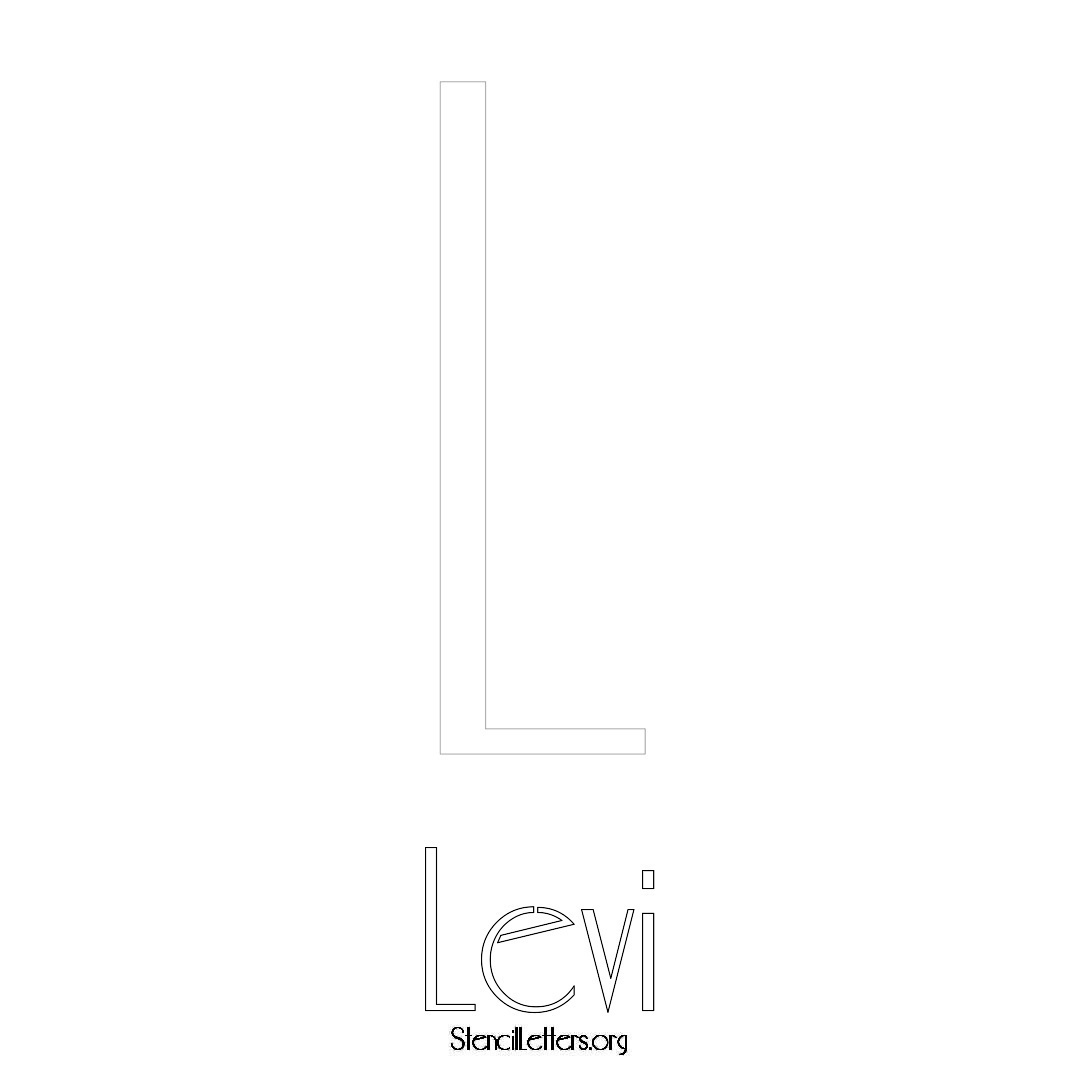 Levi printable name initial stencil in Art Deco Lettering