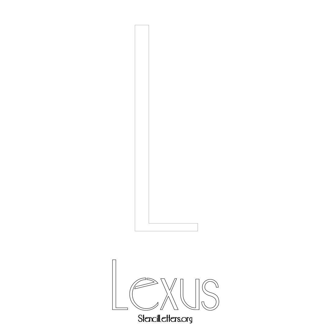 Lexus printable name initial stencil in Art Deco Lettering