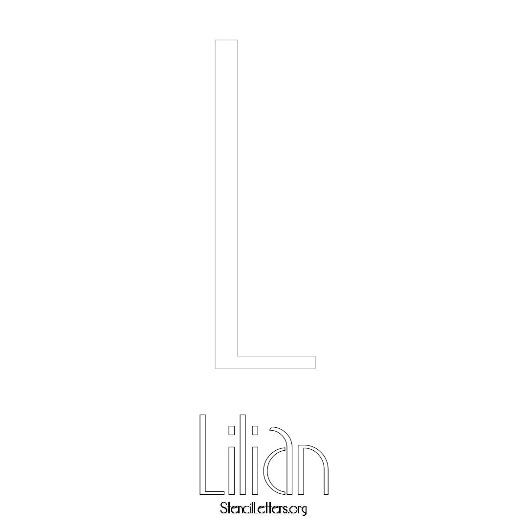 Lilian printable name initial stencil in Art Deco Lettering