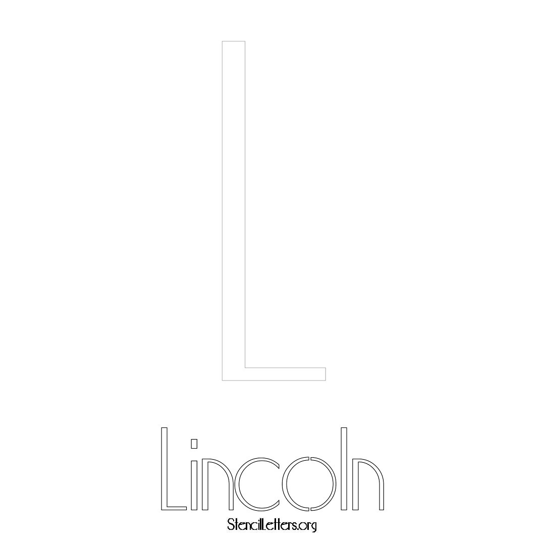 Lincoln printable name initial stencil in Art Deco Lettering