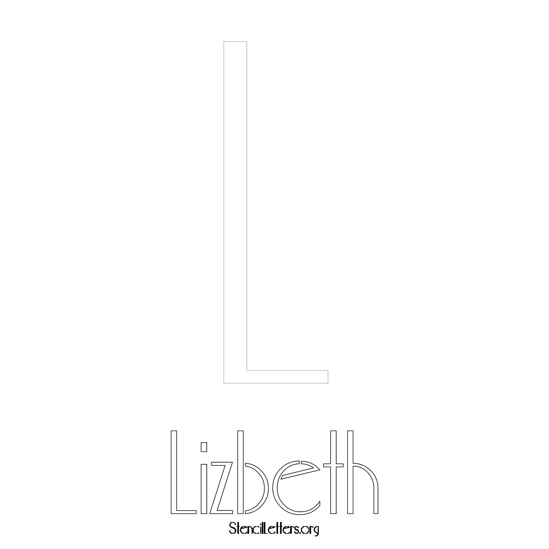 Lizbeth printable name initial stencil in Art Deco Lettering