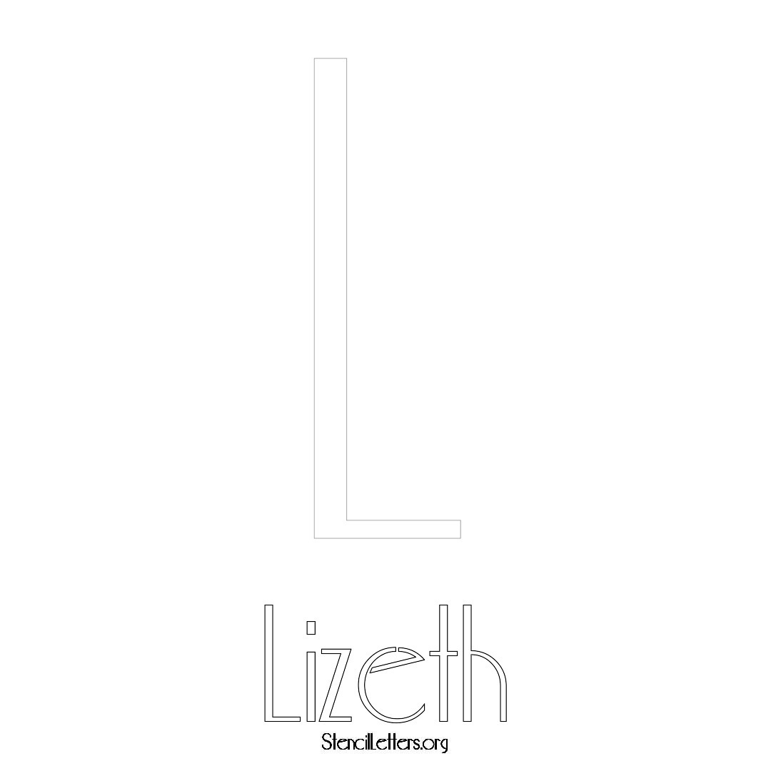 Lizeth printable name initial stencil in Art Deco Lettering