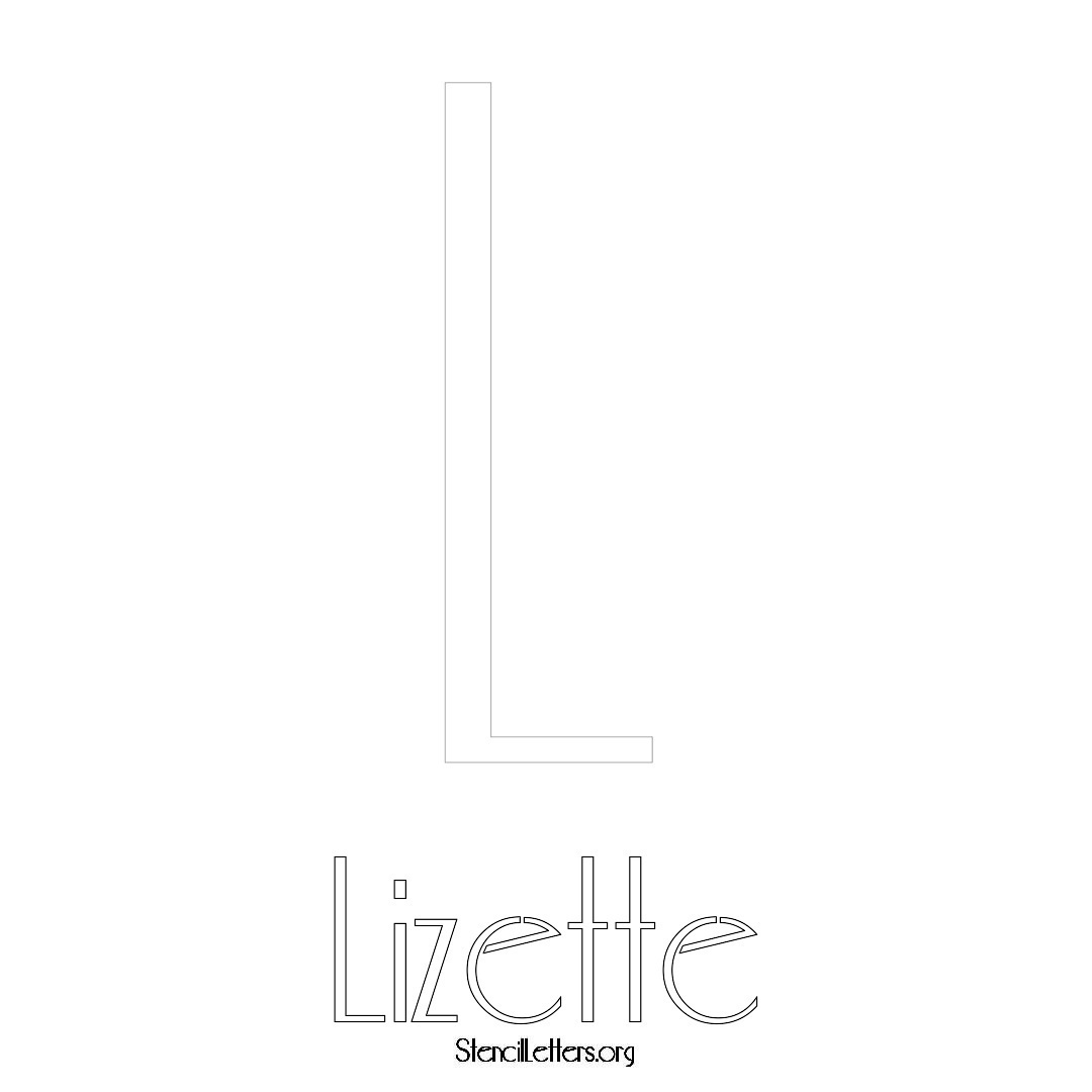 Lizette printable name initial stencil in Art Deco Lettering