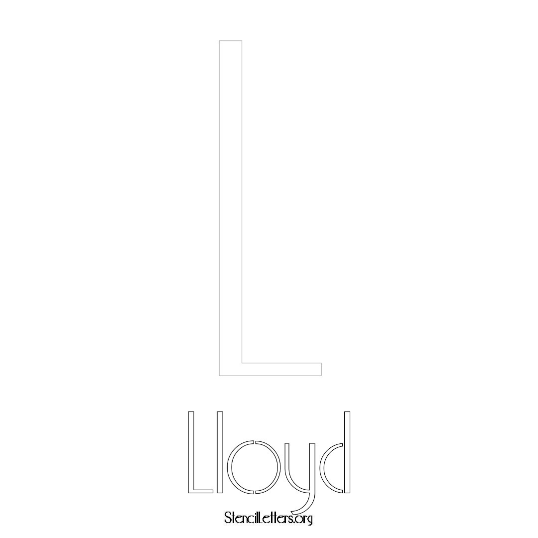 Lloyd printable name initial stencil in Art Deco Lettering