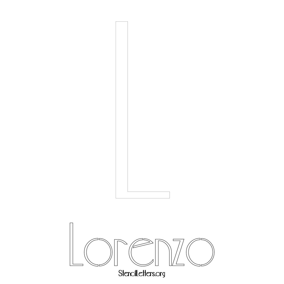 Lorenzo printable name initial stencil in Art Deco Lettering