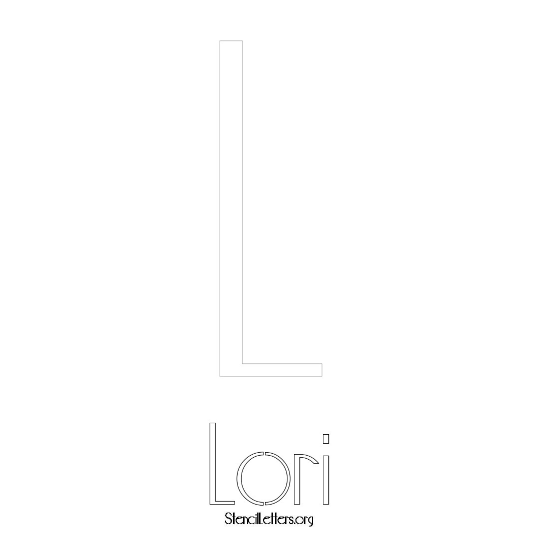 Lori printable name initial stencil in Art Deco Lettering