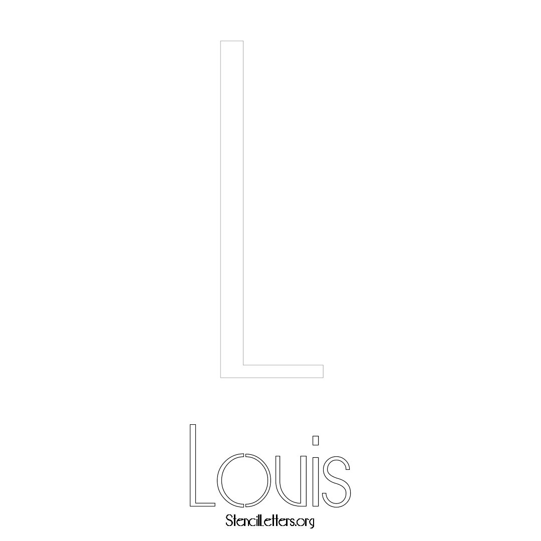 Louis printable name initial stencil in Art Deco Lettering