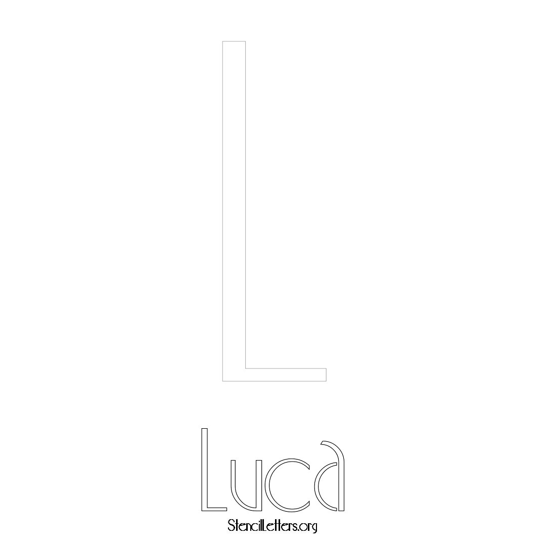 Luca printable name initial stencil in Art Deco Lettering