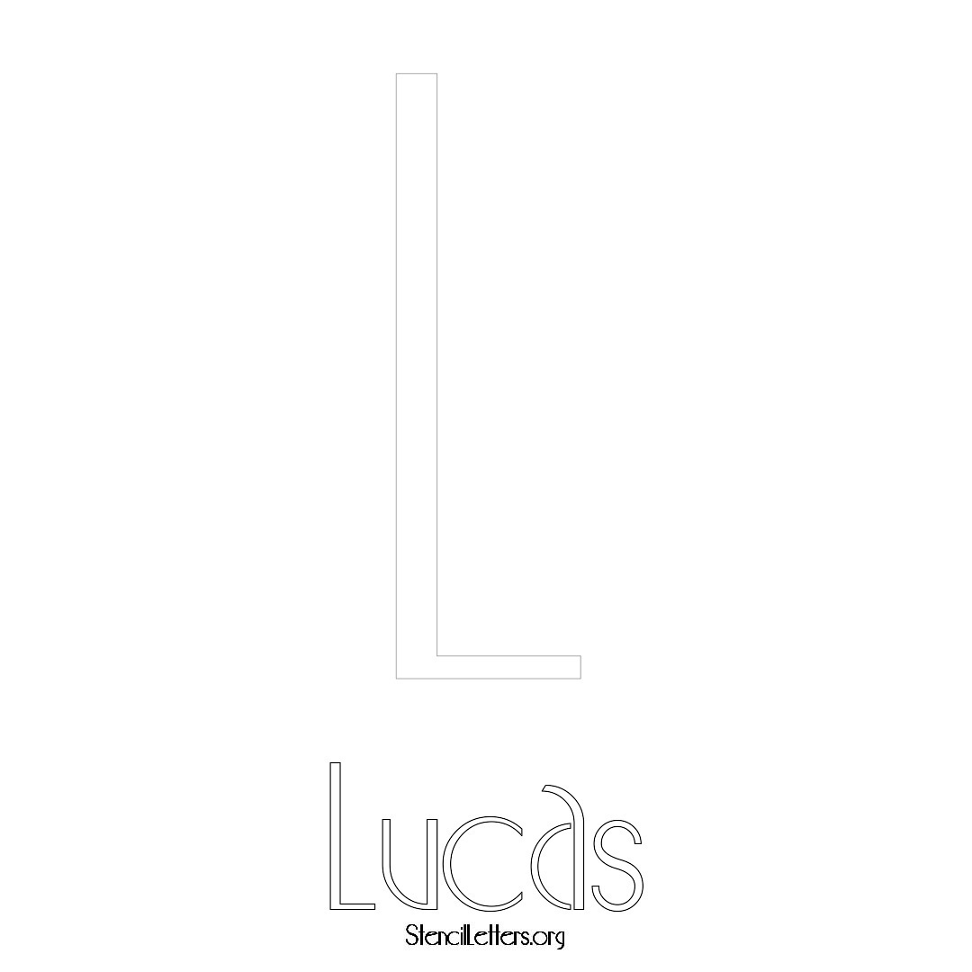 Lucas printable name initial stencil in Art Deco Lettering