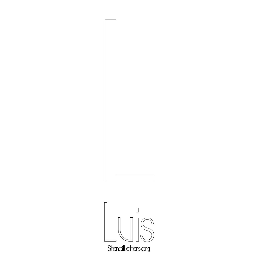 Luis printable name initial stencil in Art Deco Lettering