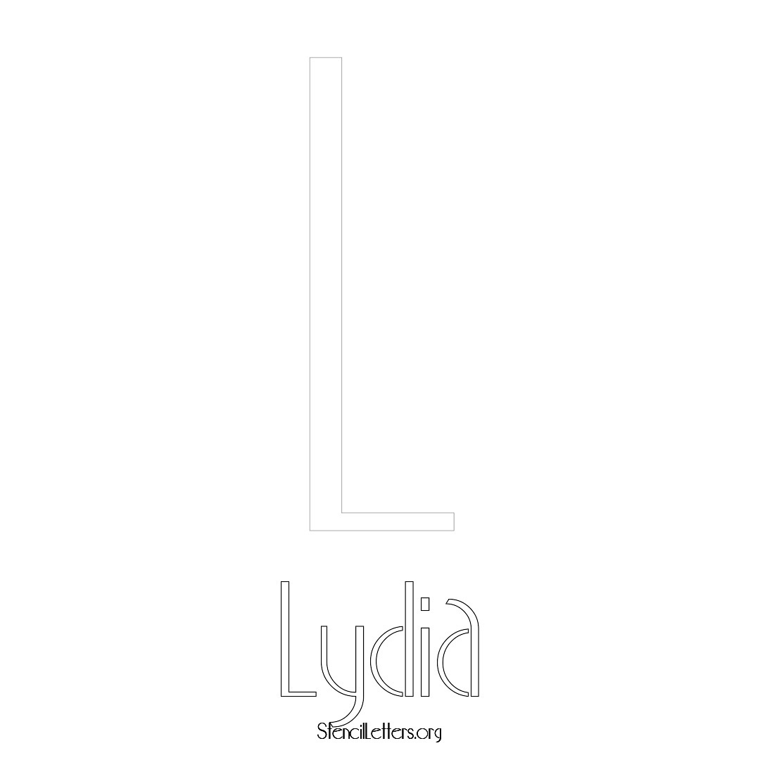 Lydia printable name initial stencil in Art Deco Lettering