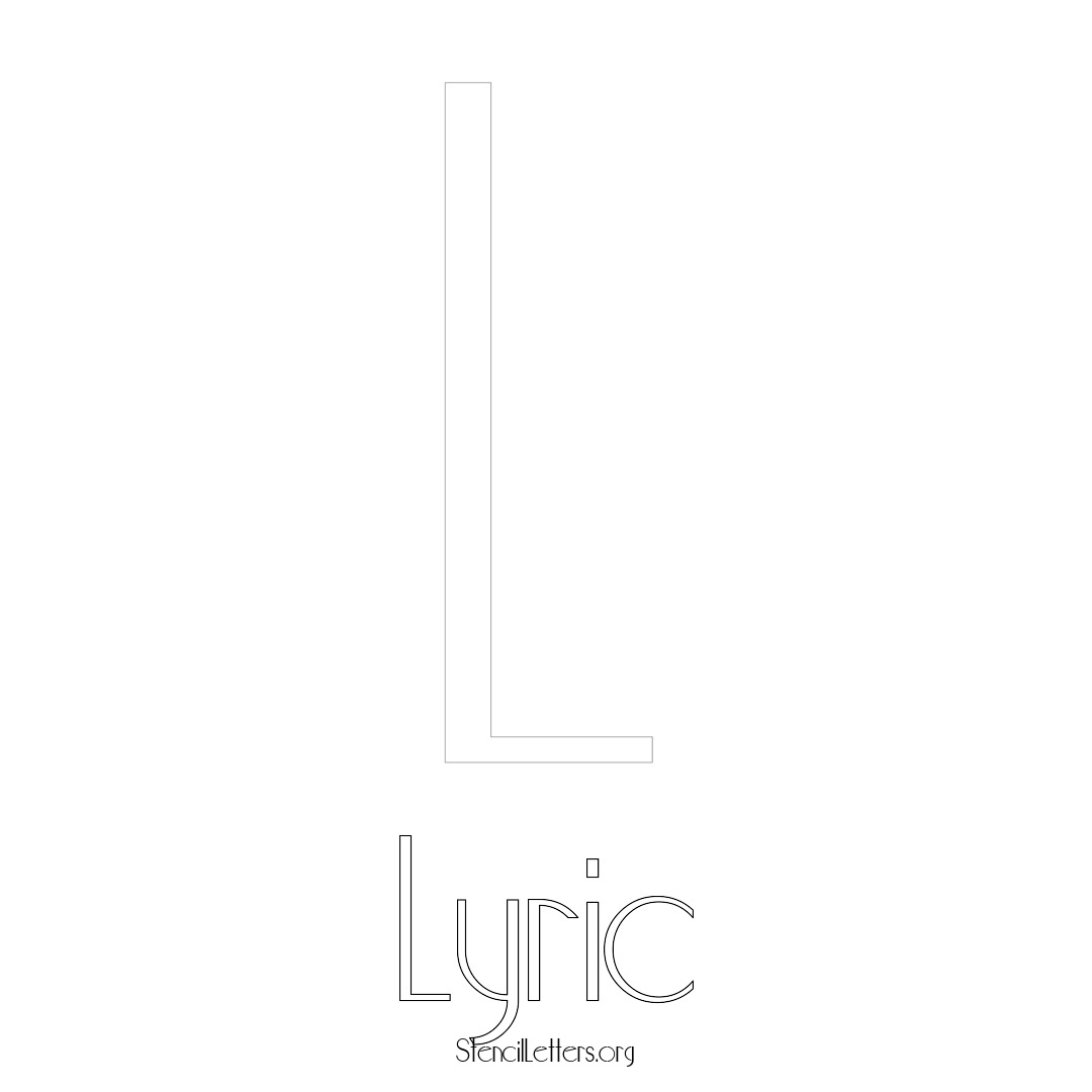 Lyric printable name initial stencil in Art Deco Lettering