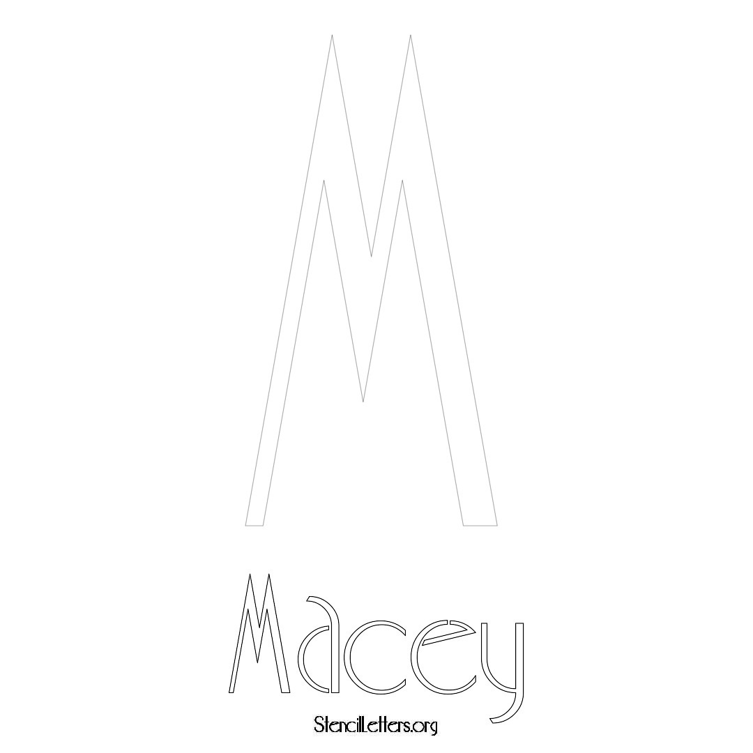 Macey printable name initial stencil in Art Deco Lettering