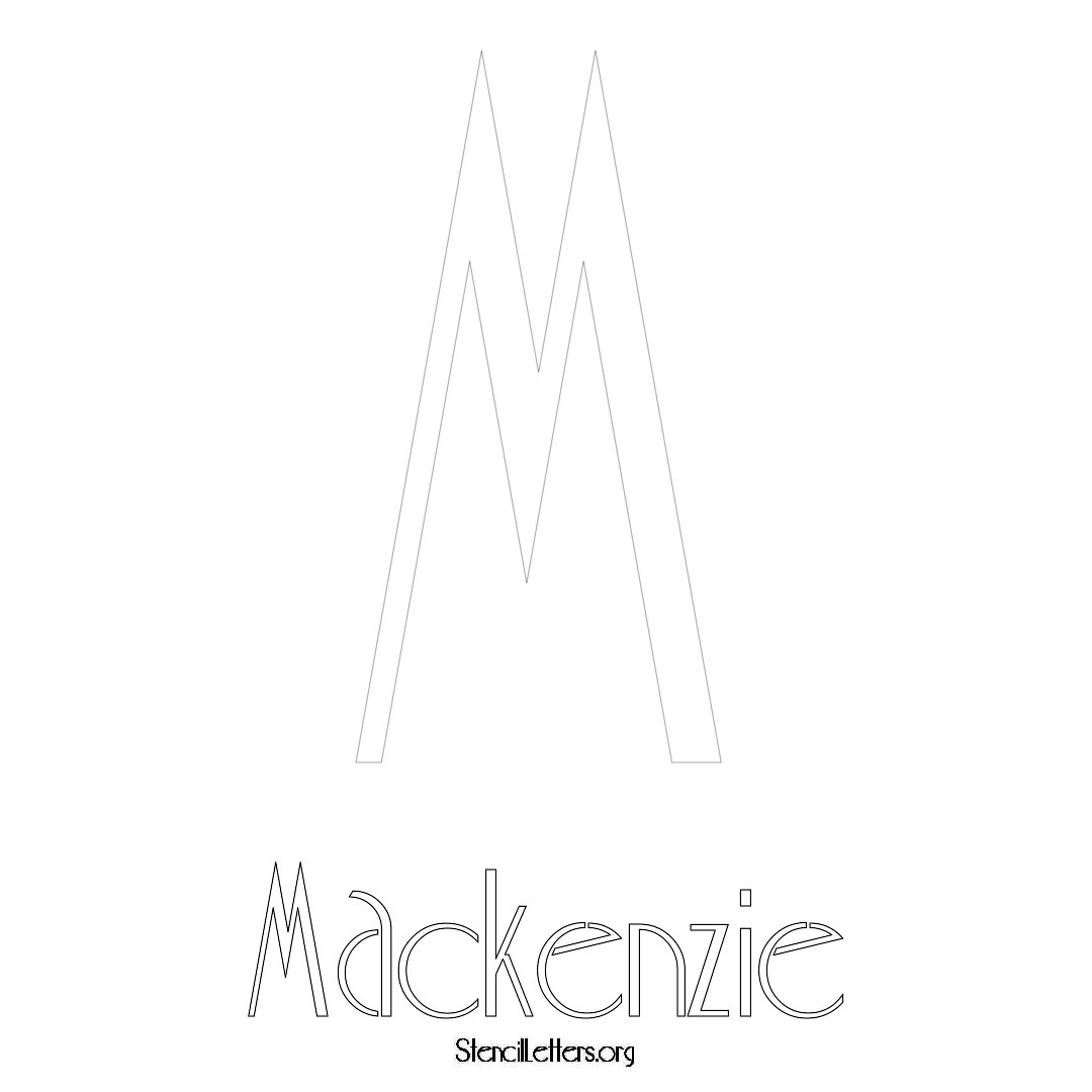 Mackenzie printable name initial stencil in Art Deco Lettering