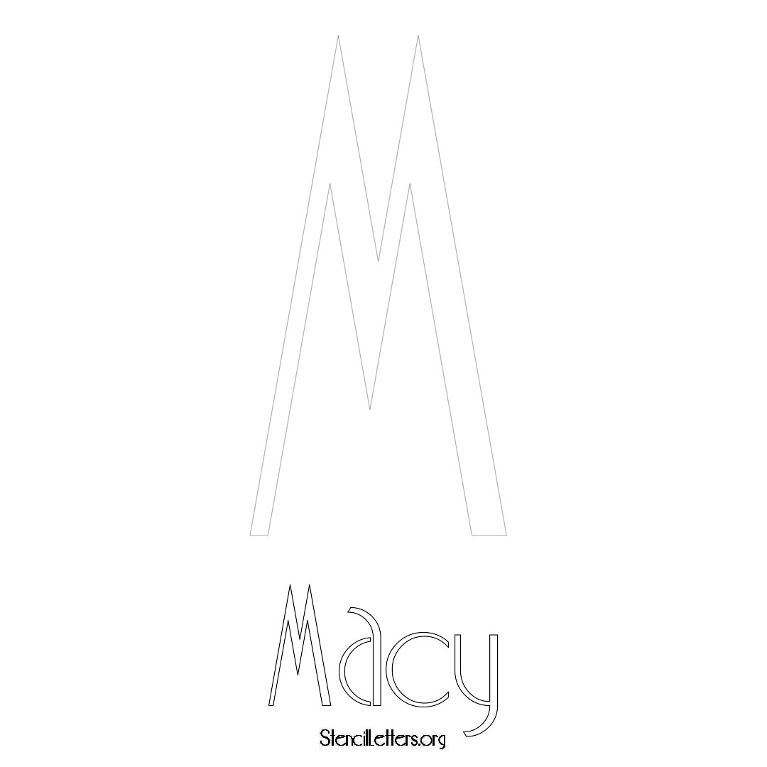Macy printable name initial stencil in Art Deco Lettering