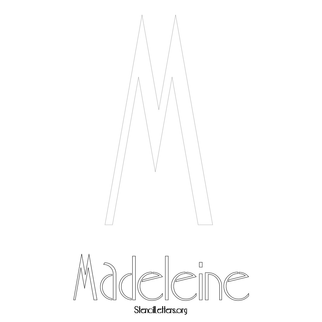 Madeleine printable name initial stencil in Art Deco Lettering