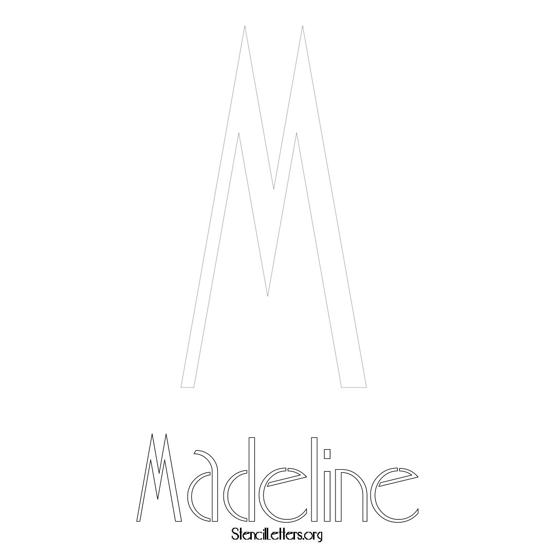 Madeline printable name initial stencil in Art Deco Lettering