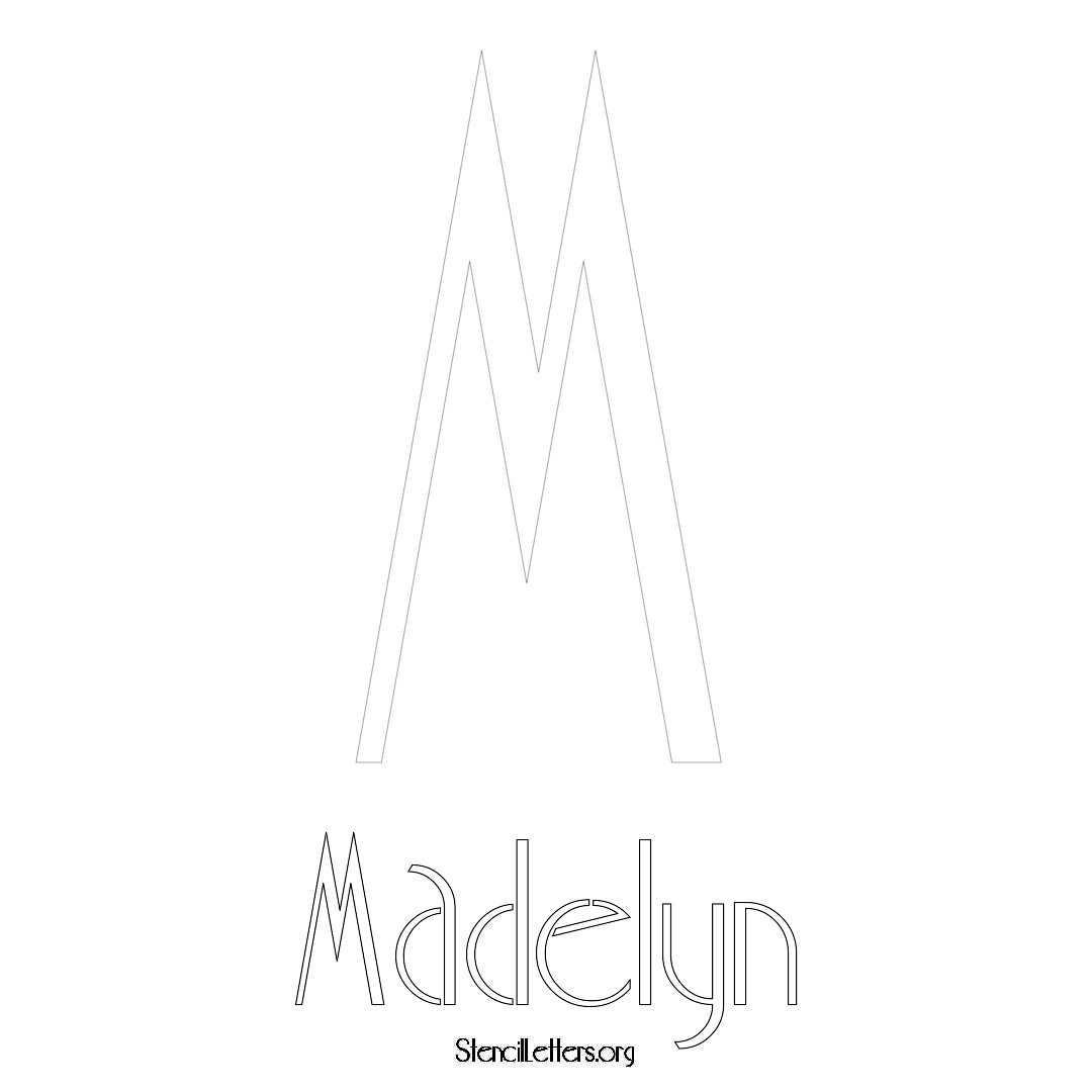 Madelyn printable name initial stencil in Art Deco Lettering