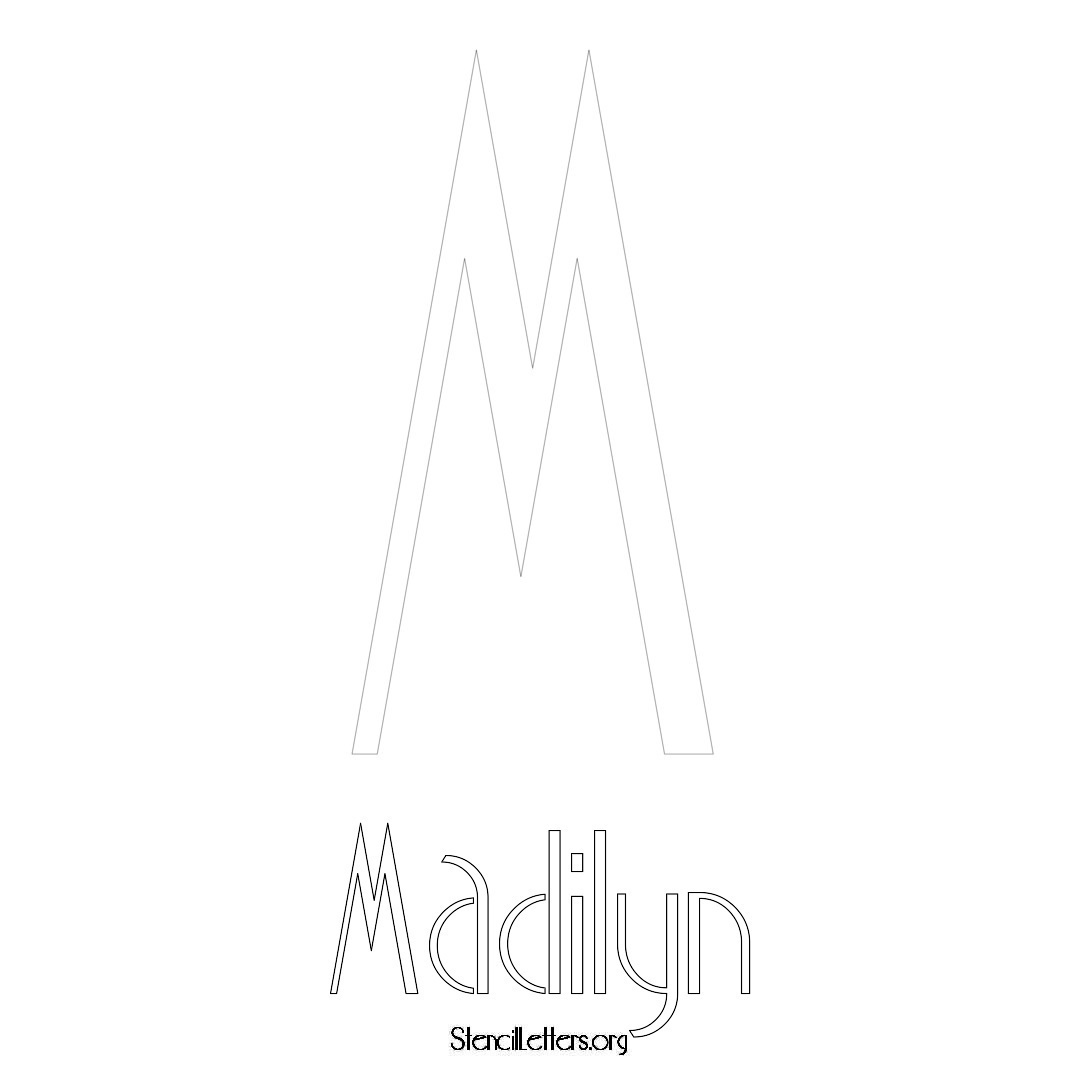Madilyn printable name initial stencil in Art Deco Lettering
