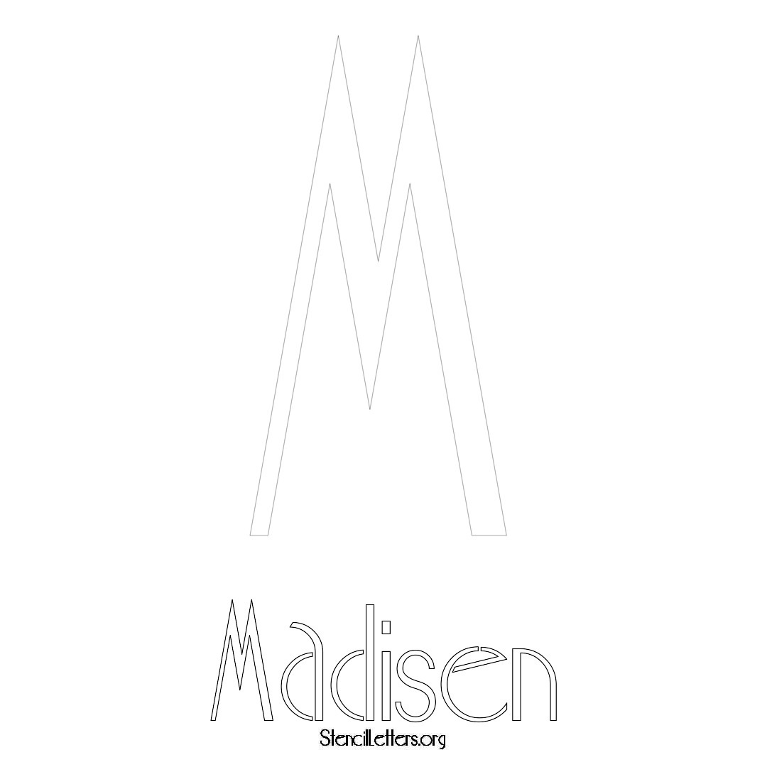 Madisen printable name initial stencil in Art Deco Lettering