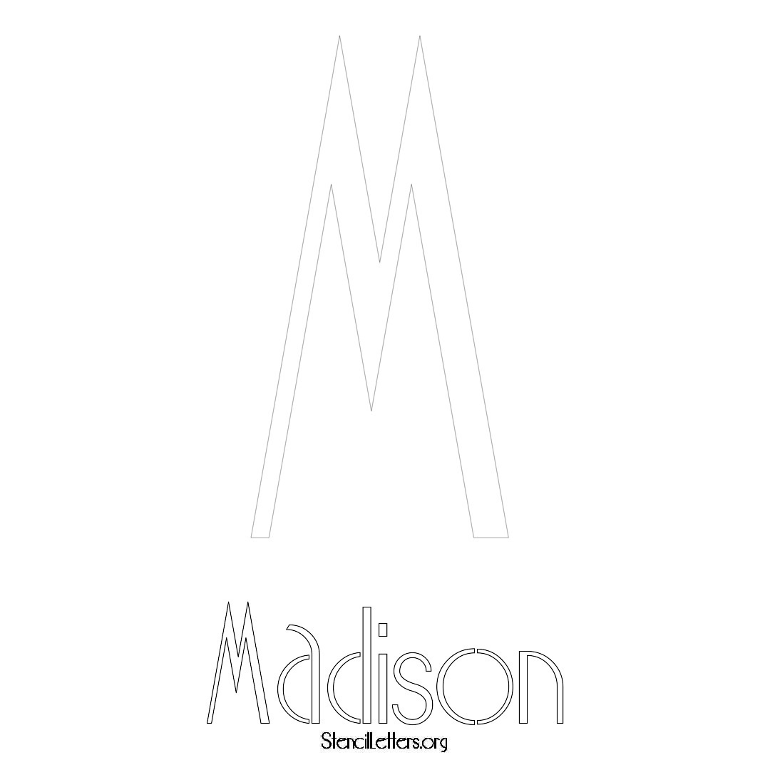 Madison printable name initial stencil in Art Deco Lettering